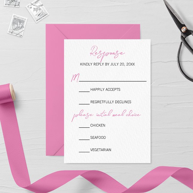 Minimalist Pink Gladiolus Wedding RSVP Card (Creator Uploaded)