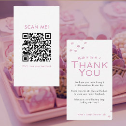 Minimalist Pink Glitter Dot Leave a Review QR Code Business Card