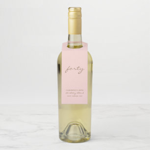 Minimalist Pink & Gold Age Birthday Bottle Tag
