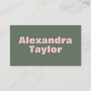 Minimalist Pink Green Aesthetic Personalized Bold Business Card