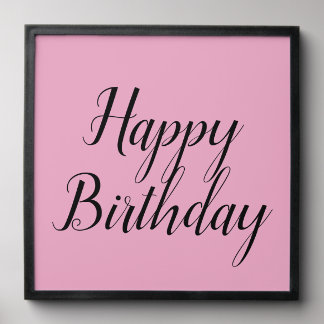 Minimalist Pink Happy Birthday Typography Peel And Stick Photo Tile