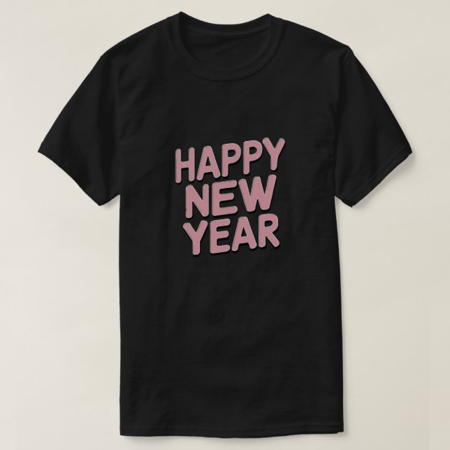 Minimalist Pink "Happy New Year" T-Shirt (Design Front)