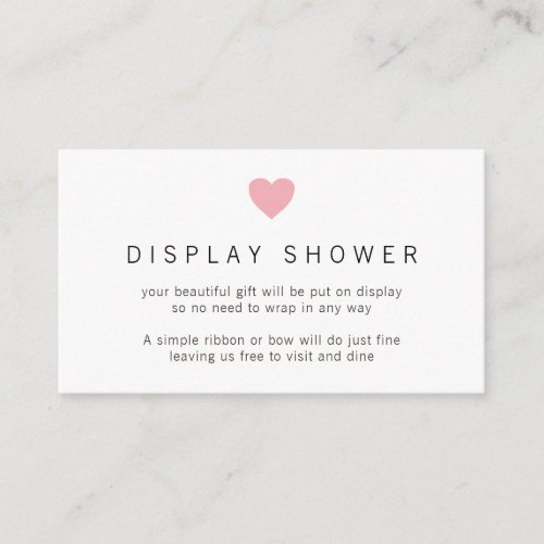Minimalist Pink Heart Display Shower Baby Shower Enclosure Card