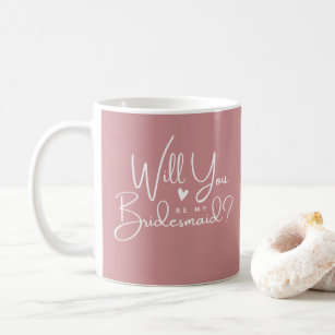 Minimalist Pink Heart Will You be my Bridesmaid Coffee Mug