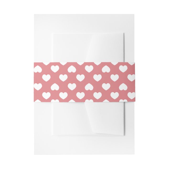 Minimalist Pink Hearts Invitation Belly Band (Front Example)