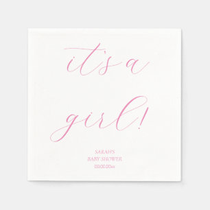 Minimalist Pink It's a Girl Baby Shower Cute  Napkins