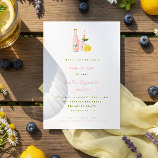 Minimalist Pink Lemonade Baby Sip and See Invitation