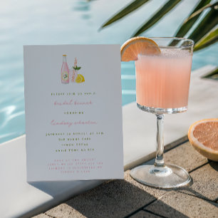 Minimalist Pink Lemonade Bridal Brunch Invitation