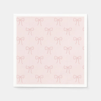Minimalist Pink Line Art Bow Napkins