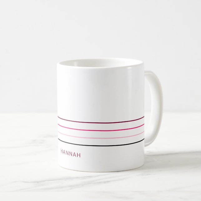 Minimalist Pink Lines Coffee Mug (Front Right)