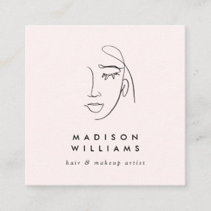 Minimalist Pink Makeup Artist Skin Care Square Business Card