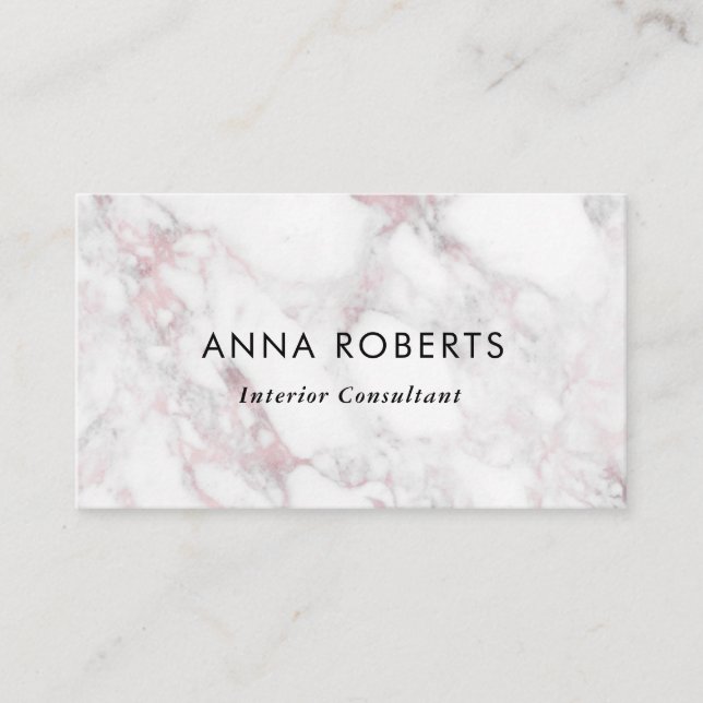Minimalist Pink Marble Business Card (Front)