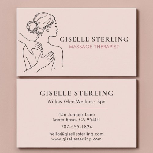 Minimalist Pink Massage Therapist Business Card
