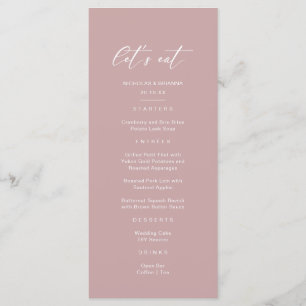 Minimalist Pink Mauve Wedding Menu