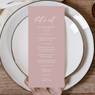 Minimalist Pink Mauve Wedding Menu