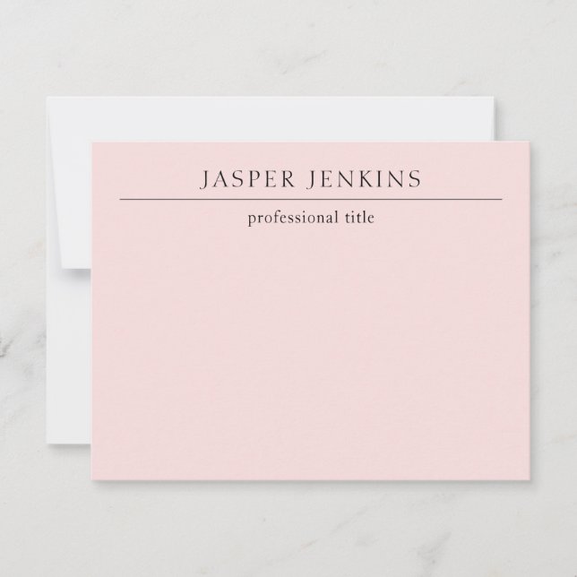 Minimalist Pink Modern Business Note Card (Front)