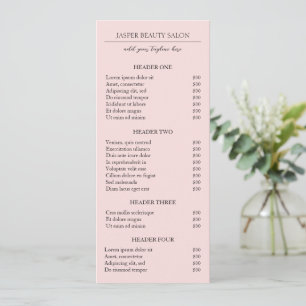 Minimalist Pink Modern Business Price List