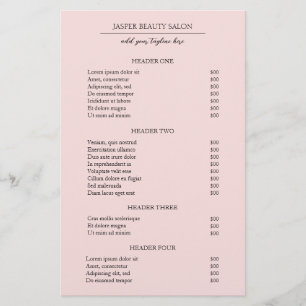 Minimalist Pink Modern Business Price List Flyer