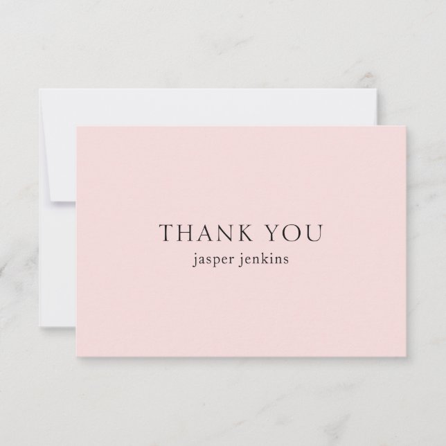Minimalist Pink Modern Business Thank You Card (Front)