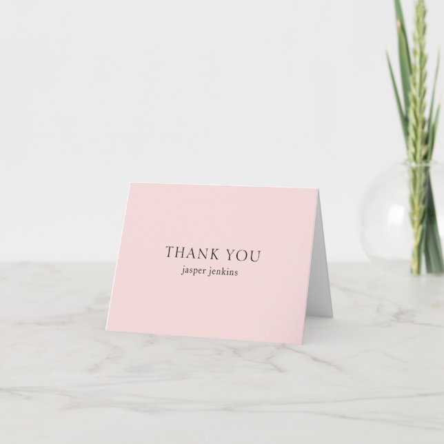Minimalist Pink Modern Business Thank You Card (Front)