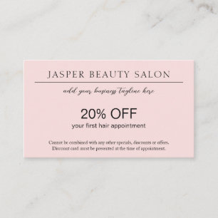 Minimalist Pink Modern Discount Card