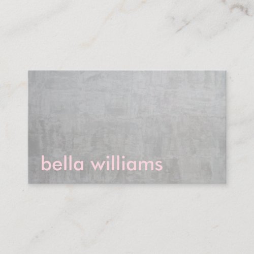 Minimalist pink modern gray cement concrete plain business card