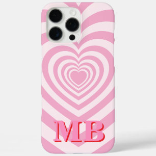 Minimalist Pink Modern Initial Monogram iPhone 16 Pro Max Case