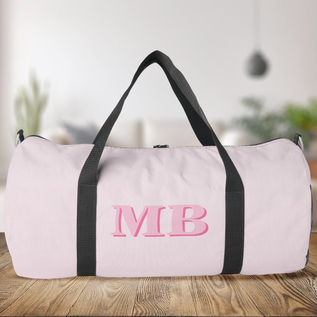 Minimalist Pink Modern Initial Monogram Duffle Bag (Creator Uploaded)