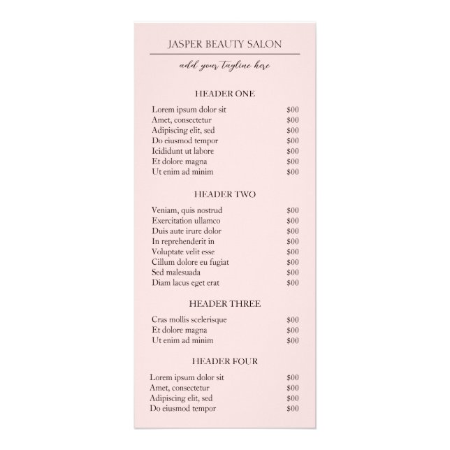 Minimalist Pink Modern Rack Card (Front)