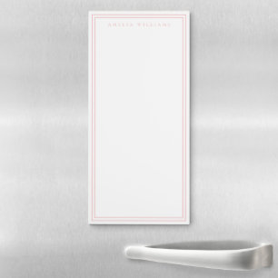 Minimalist Pink Monogram Name Magnetic Notepad