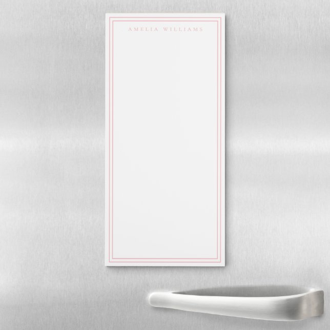 Minimalist Pink Monogram Name Magnetic Notepad (In Situ)