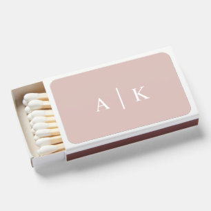 Minimalist Pink Monogram Wedding Initials Favor Matchboxes