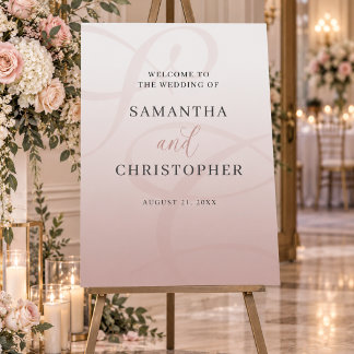 Minimalist Pink Monogram Welcome Wedding Sign