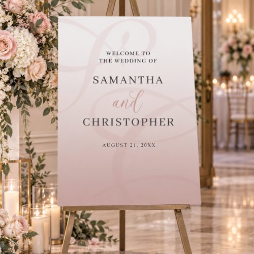 Minimalist Pink Monogram Welcome Wedding Sign