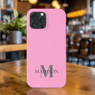 Minimalist Pink Monogrammed iPhone 13 Pro Max Case