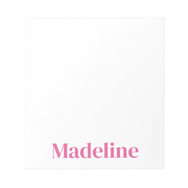 Minimalist Pink Name Personalized  Notepad (Front)