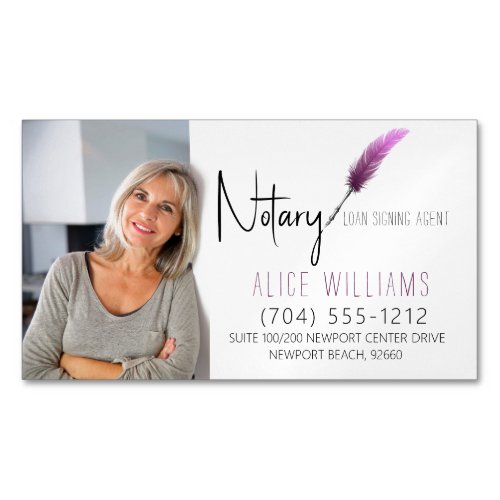 Minimalist Pink Notary Photo Business Card Magnet