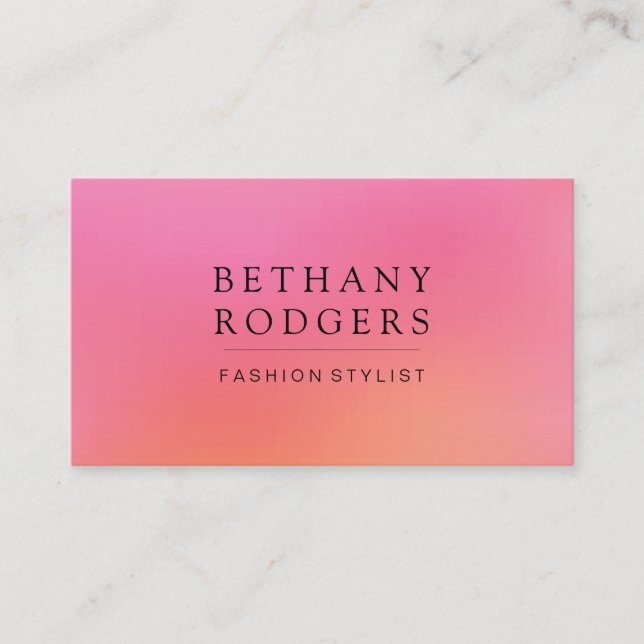 Minimalist Pink Orange Blend Business Card (Front)