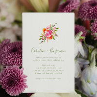 Minimalist Pink Orange Green Floral Wedding