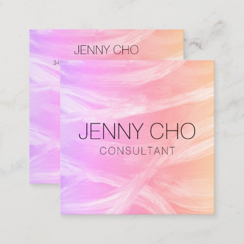 Minimalist Pink Painting QR Code Social Icons Square Business Card