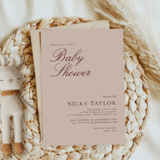 Minimalist Pink Pastel Baby Shower Invitation