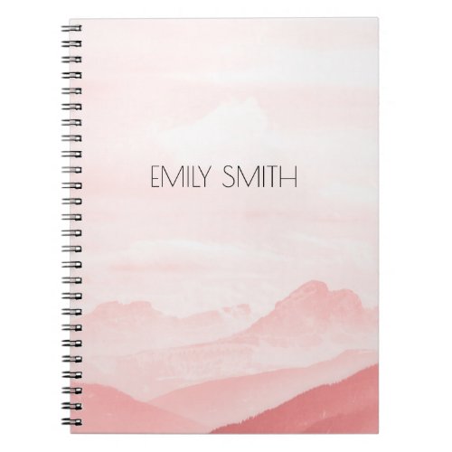 Minimalist Pink Pastel Watercolor Mountain Art  Notebook