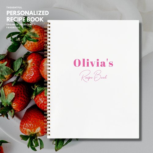 Minimalist Pink Personalized Recipe Book