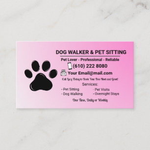Minimalist Pink Pet Sitter Dog Walker Business Card