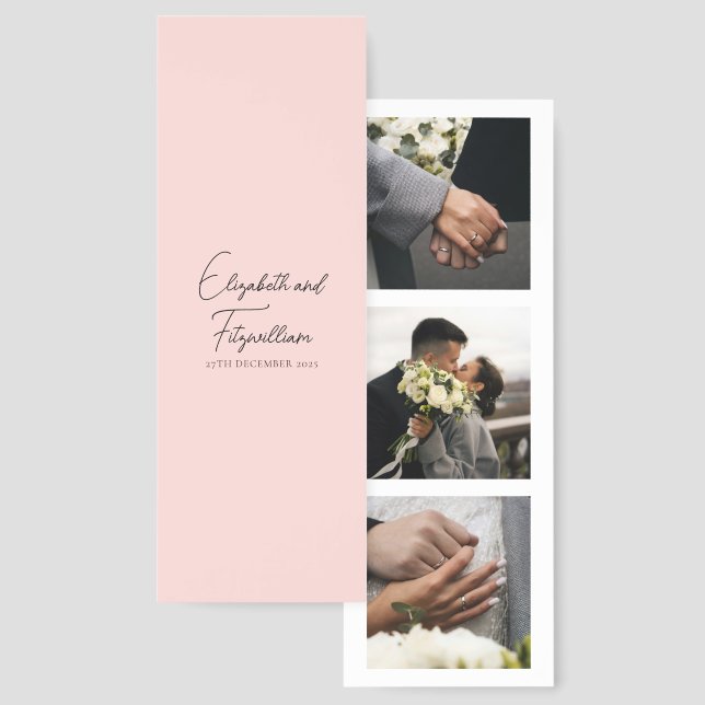Minimalist Pink Photos Wedding  Bookmarks (Front & Back)