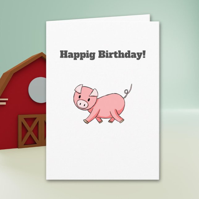 Minimalist Pink Pig Personalized Birthday Card (Creator Uploaded)