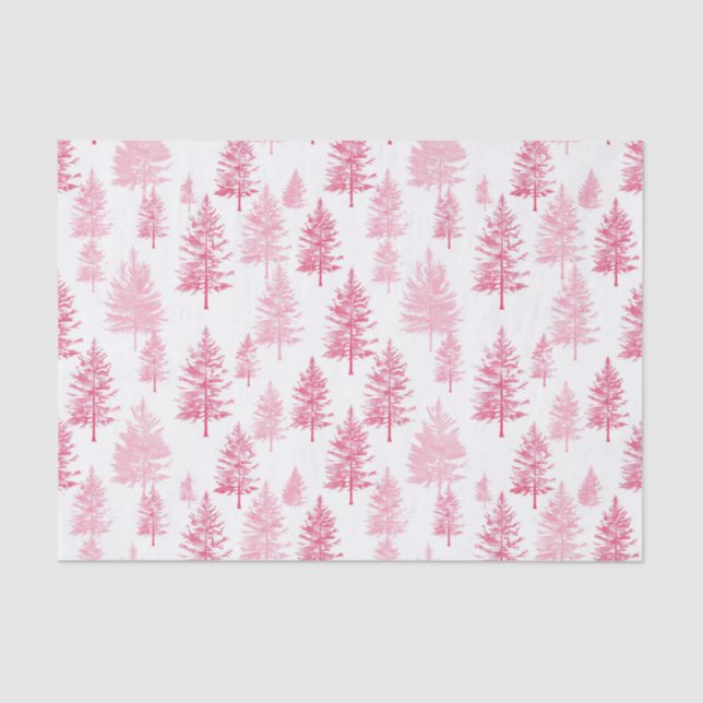Minimalist Pink Pine Trees Tissue Paper (Front)
