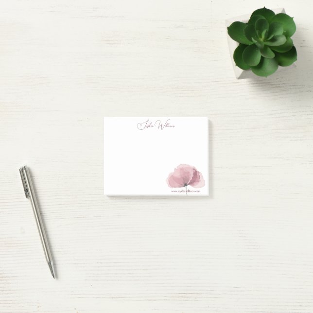 Minimalist Pink Poppy Branding  Post-it Notes (Office)