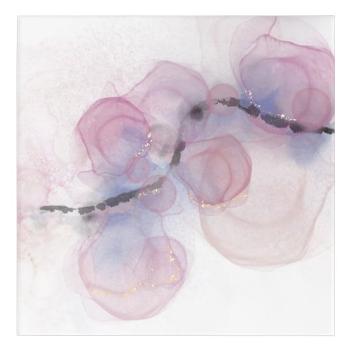 Minimalist Pink Purple Glitter Alcohol Ink Acrylic Print