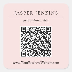 Minimalist Pink QR Code Modern Business Square Sticker